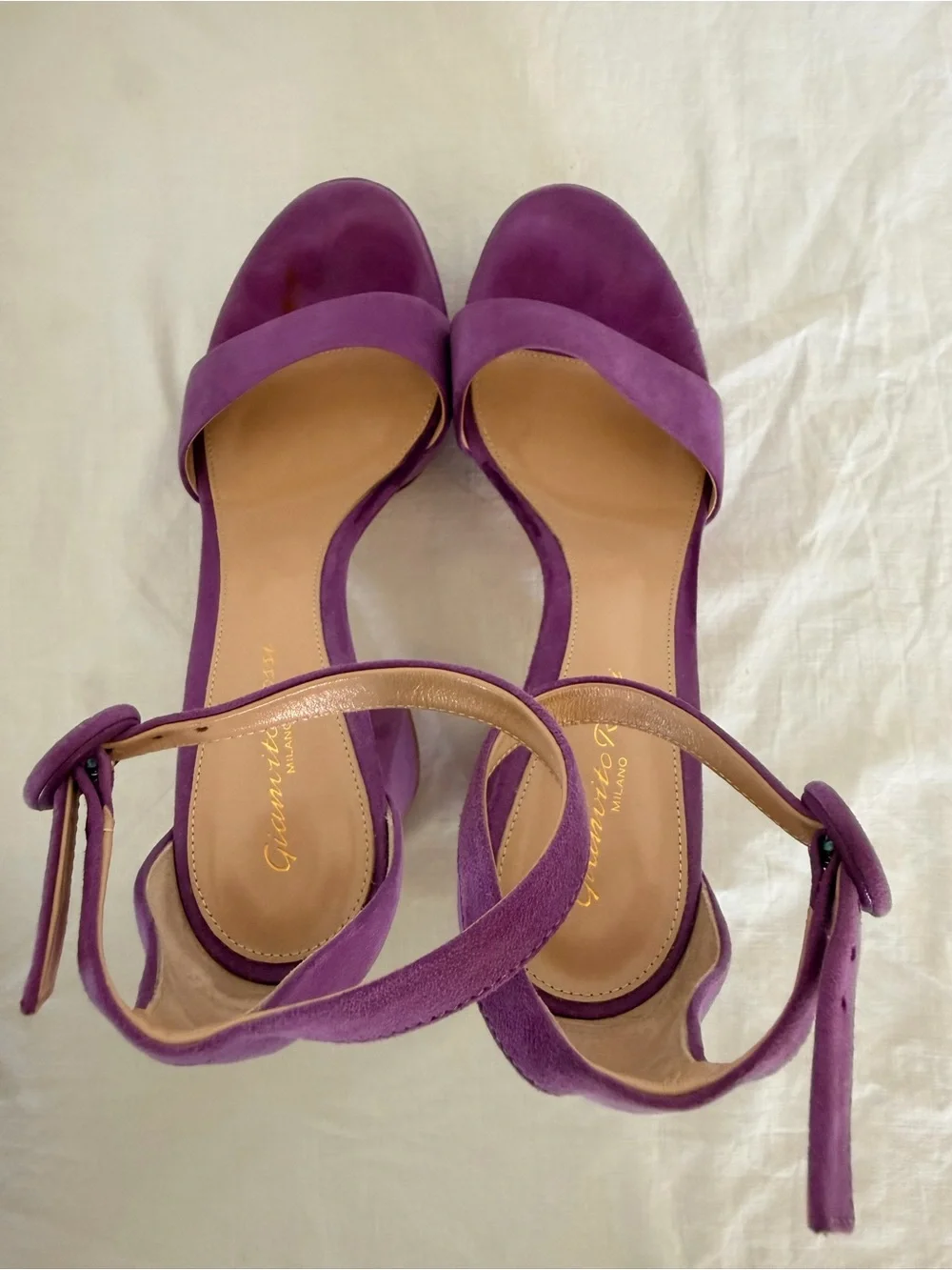 Gianvito Rossi Purple Suede Platform Ankle-Strap Sandals